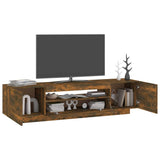 TV Cabinet with LED Lights Smoked Oak 160x35x40 cm 815726