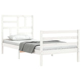 Bed Frame without Mattress White Single Solid Wood 3194862