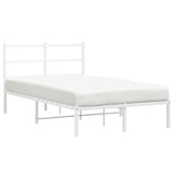 Metal Bed Frame without Mattress with Headboard White 120x190cm 355411