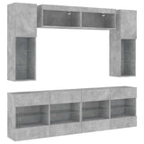 6 Piece TV Wall Cabinet Set with LED Lights Concrete Grey 3216800