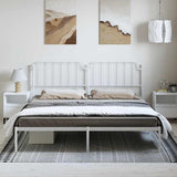 Metal Bed Frame without Mattress with Headboard White 183x213cm 373941
