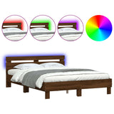 Bed Frame Brown Oak Engineered wood, Plywood 140 x 190 cm 3207566