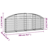 ZNTS Arched Gabion Basket 200x30x60/80 cm Galvanised Iron 153463