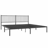 Metal Bed Frame without Mattress with Headboard Black 193x203cm 350870