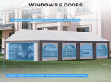 8 x 4m Galvanised Party Tent, Marquee Gazebo with Sides, Eight Windows and Double Doors, for T3398P320043