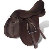 Horse Riding Saddle Set 17.5" Real Leather Brown 12 cm 5-in-1 90647