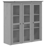 Cabinet with Glass Doors BODO Grey Solid Wood Pine 355079