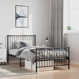 Metal Bed Frame without Mattress with Footboard Black 100x200cm 350877