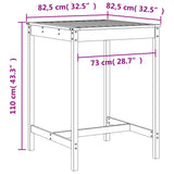 3 Piece Garden Bar Set Black Solid Wood Pine 3157767