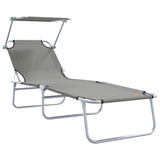 Sun Lounger Folding 2 pcs Grey 58 x 188 x 77cm Polyester 42003062