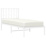 ZNTS Metal Bed Frame without Mattress with Headboard White 75x190cm 374476