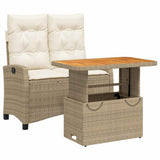 2 Piece Garden Dining Set with Cushions Beige Poly Rattan 3277418