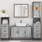 ZNTS 4 Piece Bathroom Furniture Set Grey Sonoma Engineered Wood 3301253