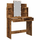 Dressing Table with LED Lights Old Wood 96x40x142 cm 857025