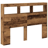 Headboard Cabinet with LED Old Wood 140x17x102 cm 863128