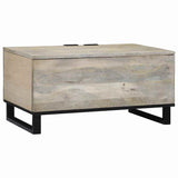 Coffee Table Beige and Black 80 x 50 x 40 cm Solid Acacia wood 4017977