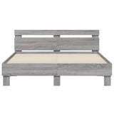 Bed Frame with LED without Mattress Grey Sonoma 140x190 cm 3207565
