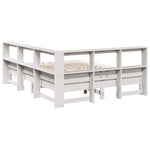 ZNTS Bookcase Bed without Mattress White 150x200 cm King Size Solid Wood Pine 3324419