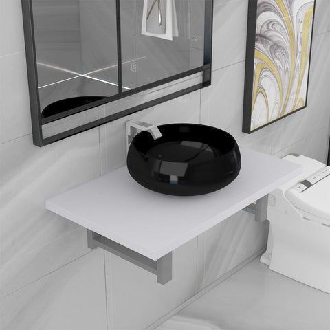 ZNTS Two Piece Bathroom Furniture Set Ceramic White 279344