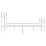 Metal Bed Frame without Mattress with Footboard White 183x213cm 372349