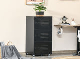 Rolling Storage Cabinet 3-Tier Mobile File Cabinet with Wheels & Metal Doors for Home Office, Living T3398P328285