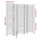 Room Divider 5 Panels White Solid Wood Paulownia 358838