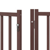 Dog Gate with Door Foldable 10 Panels Brown 800 cm Poplar Wood 3155751