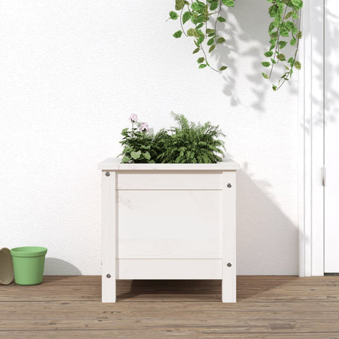 ZNTS Garden Planter White 40x40x39 cm Solid Wood Pine 825248