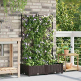 Garden Planter 2 pcs Brown 80 x 40 x 125.5 cm Plastic 42002814