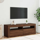TV Cabinet with LED Lights Brown Oak 120x35x40 cm 815689