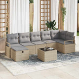 Sofa Set with Cushion 8 pcs Beige and Light Grey Poly Rattan 3359209