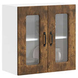 Kitchen Wall Cabinet with Glass Door Kalmar Smoked Oak Engineered Wood 853672