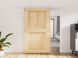 Sliding Door Natural and White 90 x 210 cm Solid Pine Wood 3444940