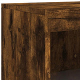 Side Cabinet with LED Lights Smoked Oak Engineered Wood 836627