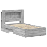 Bed Frame with Storage Grey Sonoma 90 x 190 cm Engineered Wood 3433817