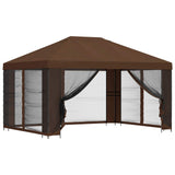 Garden Gazebo with Sidewalls 4 x 3 m Brown Polyester and Steel 900396