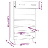 Shoe Cabinet Grey Sonoma 60x35x105 cm Engineered Wood 817556