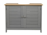 Modern Double Shutter Door MDF Spray Paint Bathroom Sink Cabinet Gray 95544166