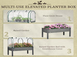 Raised Garden Bed Outdoor Elevated Wood Planter Box w/ PE Cover, Dark Grey T3398P313639