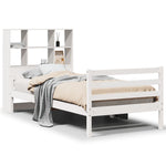 ZNTS Bookcase Bed without Mattress White 100x200 cm Solid Wood Pine 3322234