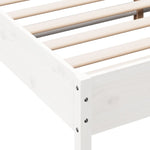 ZNTS Bed Frame with Headboard White 200x200 cm Solid Wood Pine 3216358