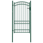 ZNTS Fence Gate with Arched Top Steel 100x175 cm Green 146366