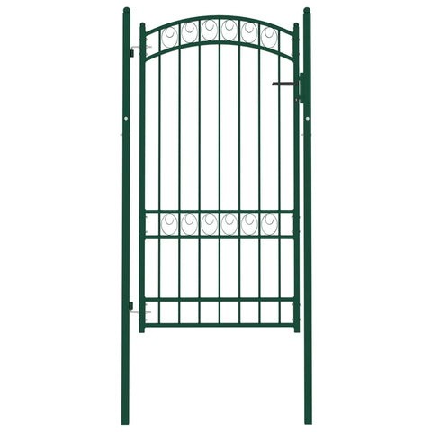 ZNTS Fence Gate with Arched Top Steel 100x175 cm Green 146366