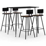 Bar Set Black MDF, Metal, Solid reclaimed wood Large Footrest 3057829