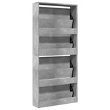 Shoe Cabinet with Mirror 4-Layer Concrete Grey 63x17x134 cm 3228275