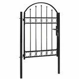 Fence Gate ASSEN with Arched Top Steel 102x125 cm Black 143085
