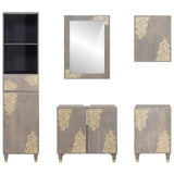 Bathroom Cabinet Set with Drawer 5 pcs Grey Solid Mango Wood 3310156