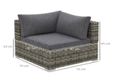 Outdoor PE Rattan Corner Sofa, Garden Wicker Furniture Single Sofa Chair w/ Cushions, Deep Grey T3398P320181