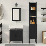 Bathroom Furniture Set with Door 3 pcs Black 33 x 33 x 185.5 cm 3334401