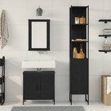 Bathroom Furniture Set with Door 3 pcs Black 33 x 33 x 185.5 cm 3334401